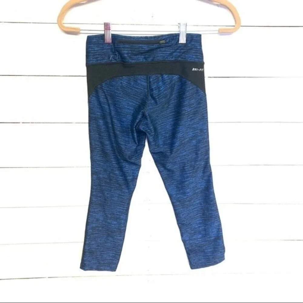 NIKE leggings womens blue heathered dri fit crop xsmall